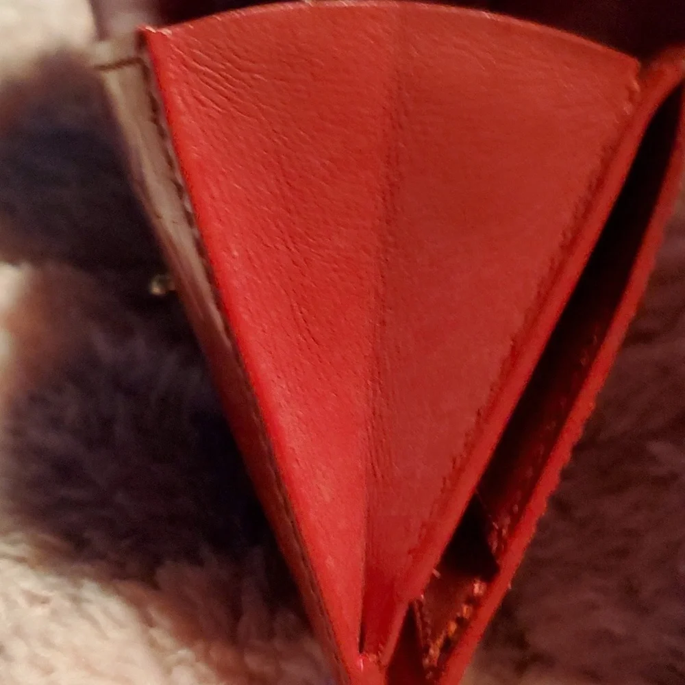 LOUIS VUITTON Vintage Red Snap Wallet w Callouts